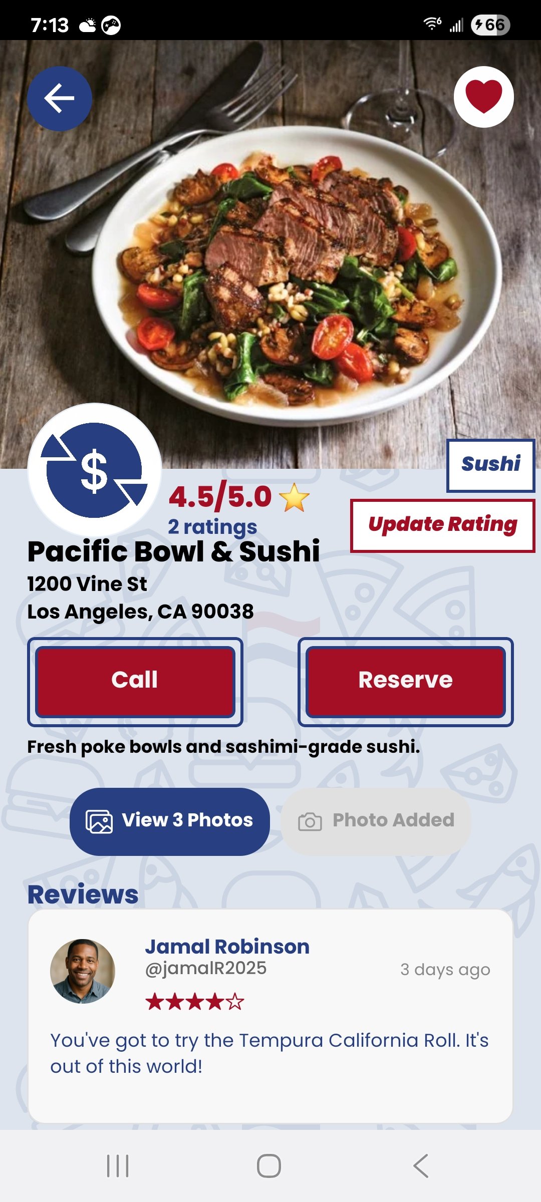 Go Dutch restaurant app - Preview screen